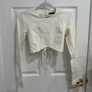 White Long Sleeve Crop Top